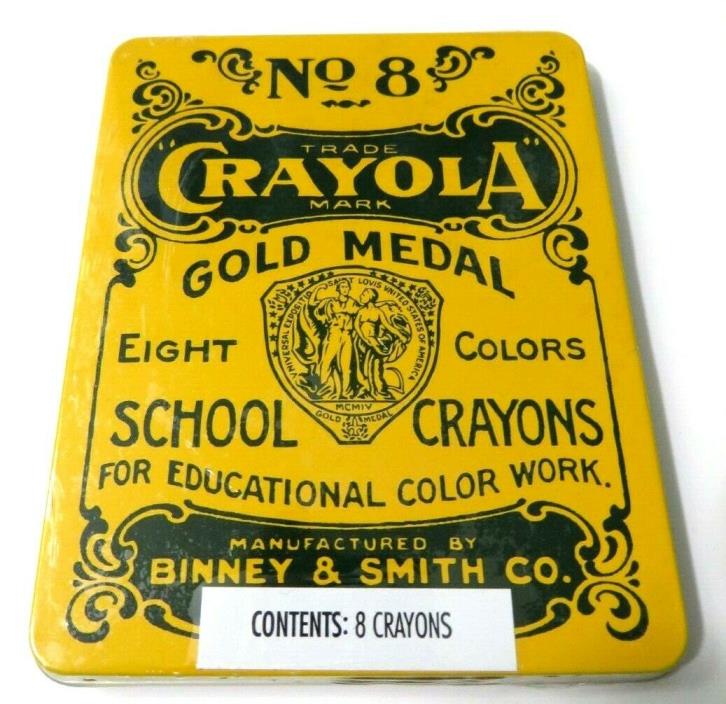 NEW Gold Medal Crayola No.8 Count Colors School Crayons Collectors Retro Tin