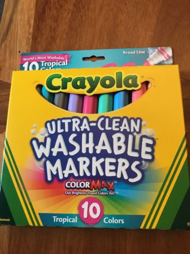 10 CRAYOLA Ultra-clean Washable markers tropical colors school supply crafts
