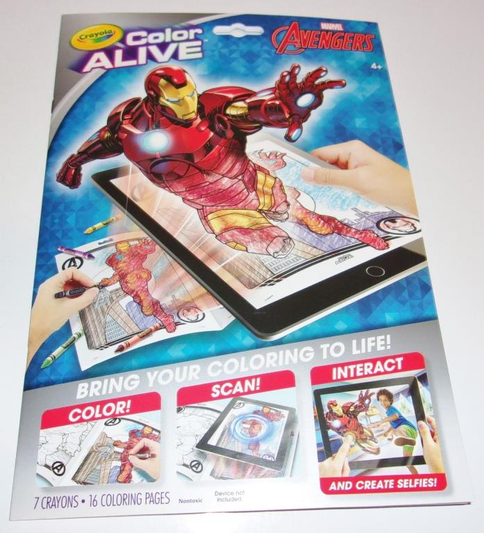 3 Crayola Color Alive Lot Avengers Interactive Coloring Book 7 Crayons 16 Pages