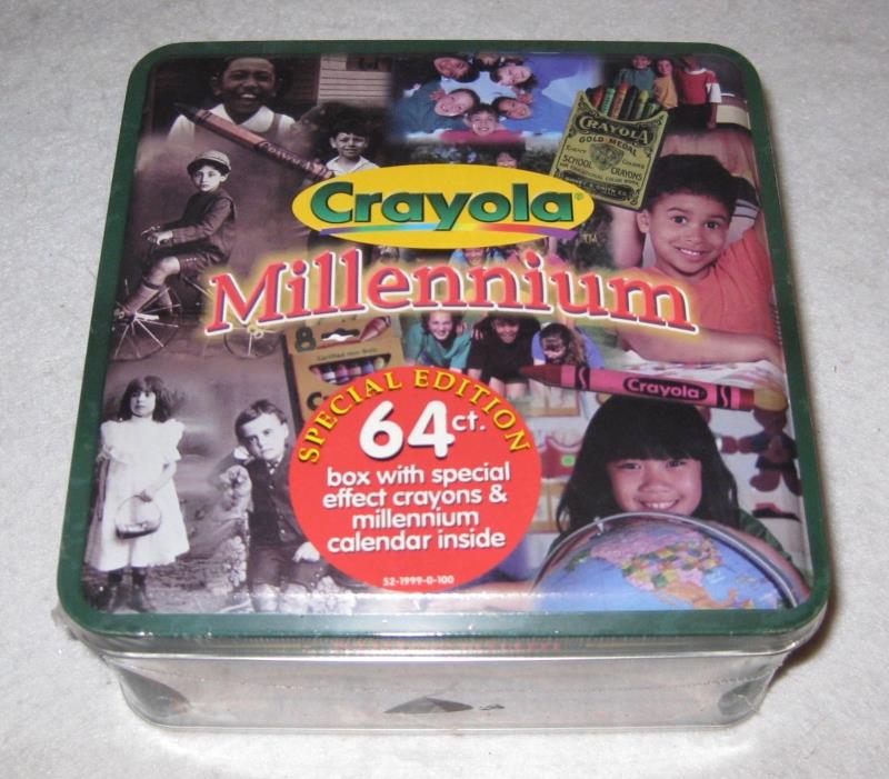 64 Crayola Crayons Millenium Special Edition Tin Box 1999