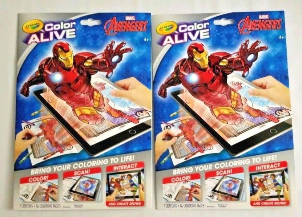 2 Crayola Marvel Avengers Color Alive Action 16 Coloring Pages With 7 Crayons