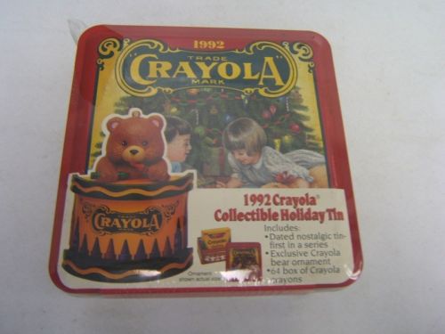 1992 Crayola Collectible Holiday Tin contains  64 Box of Crayola Crayons MIB