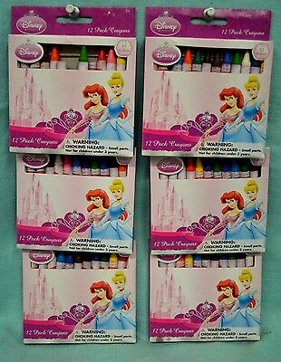 6X Disney Princess COLOR 12 Packs Crayons Craft 3+ Cinderella 72 Crayon PARTY