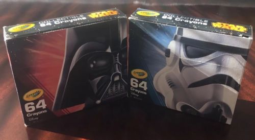 x2 Crayola Crayons, Lim. Ed. 64 Count: Star Wars Stormtrooper + Darth Vader, New