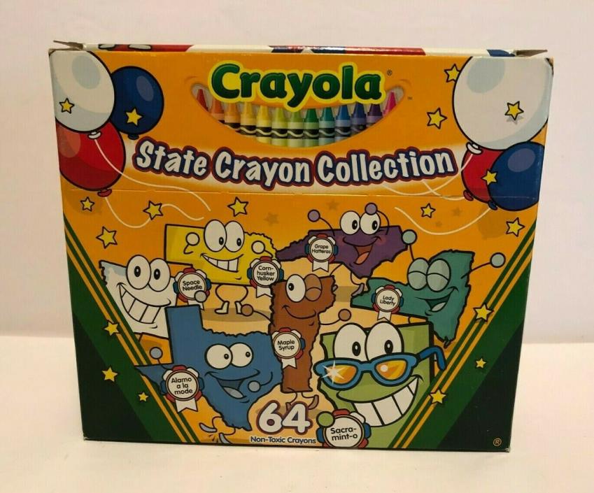 NEW Vintage 2004 Crayola State Crayons Set with Built in Sharpener (64 ct.)