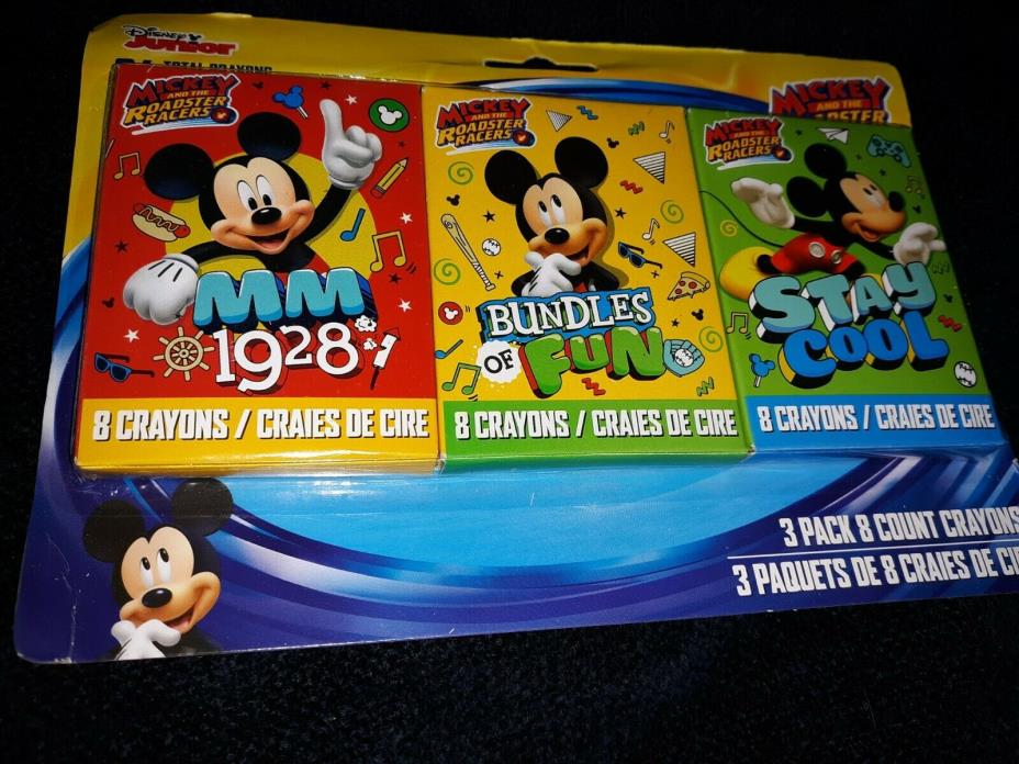 Disney Junior Mickey 3 packs x 8 count crayons (24 total crayons) Roadster Racer