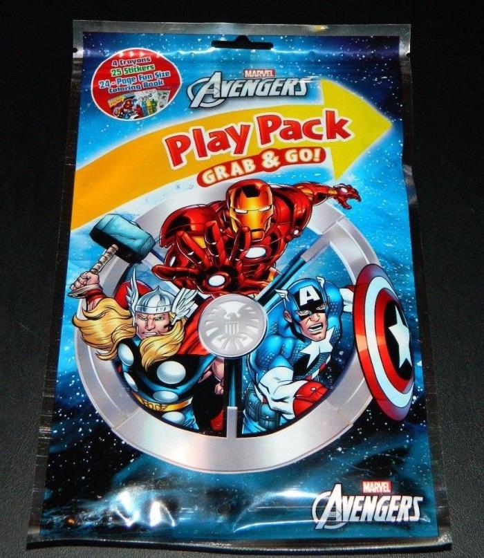 Marvel Avengers Grab & Go Play Pack Crayons Coloring Stickers LOT OF 2