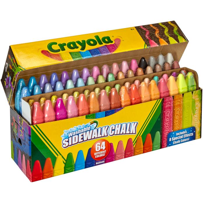 Crayola Washable Sidewalk Chalk-64 Colors Including 8 W/Special Effects 51-2064