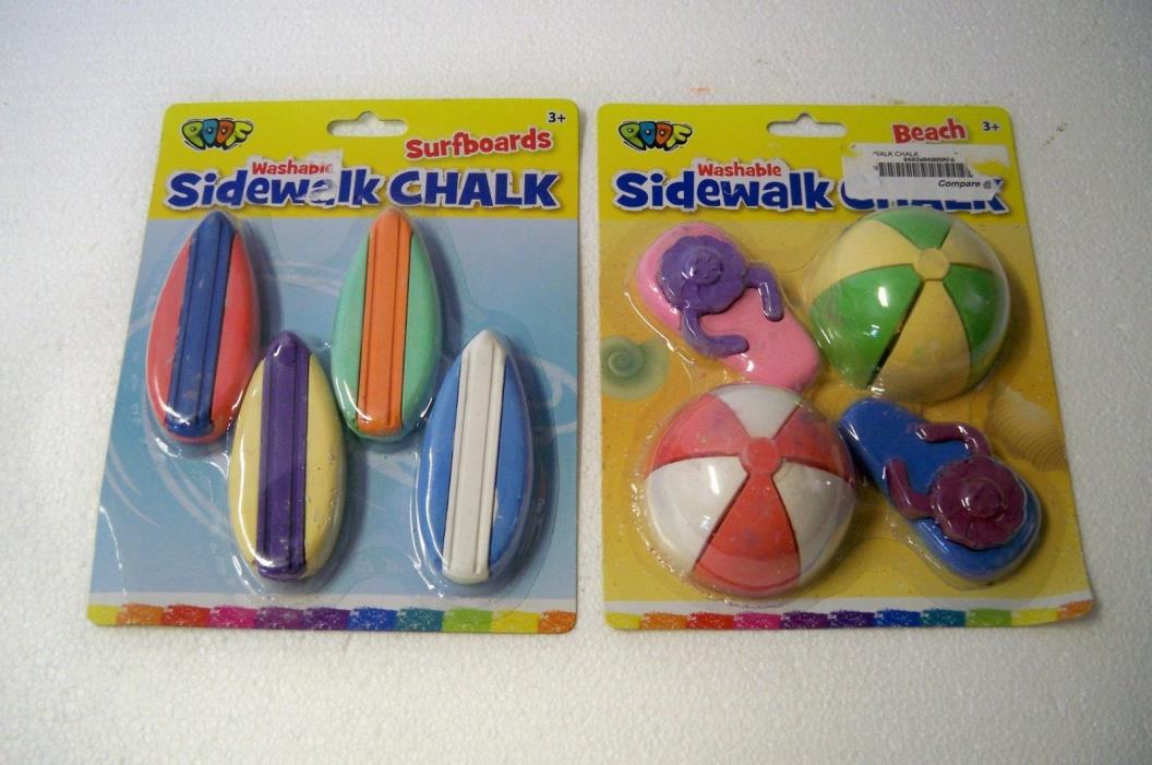 New 2 Packs POOF Summer Sidewalk Chalk Surfboards and beach balls