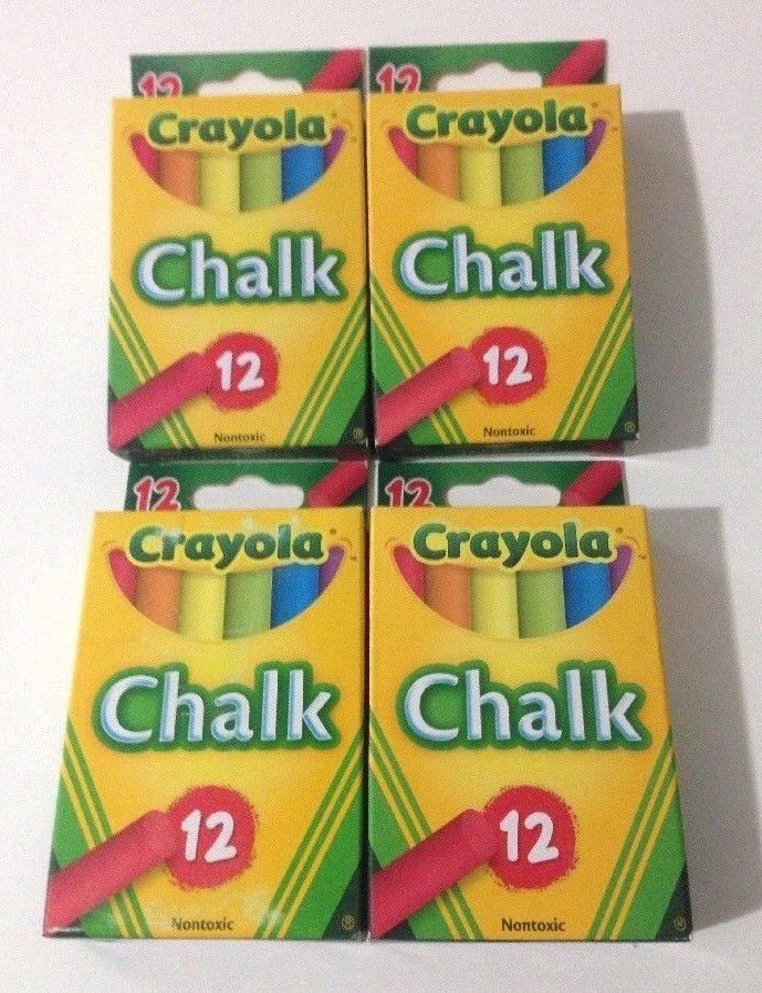 Crayola Colored Chalk 12 Sticks Assorted Colors Lot of 4 School Supplies New