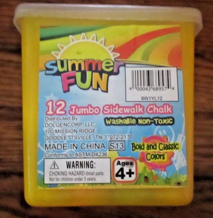 12 JUMBO SIDEWALK CHALK Assorted Colors Non-Toxic