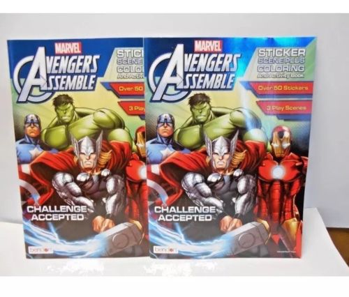 LOT OF 2 Marvel Avengers Assemble Activity Book with Stickers by Bendon N631
