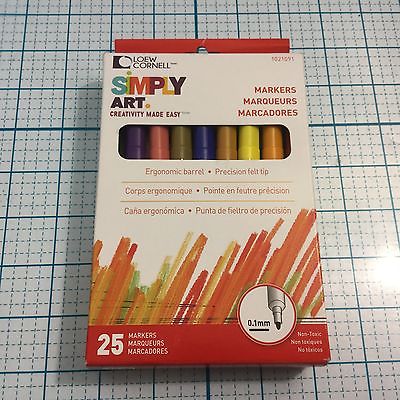 New LOEW CORNELL Simply Art Precision Tip 25 Count Marker Set  - 0.1mm tip