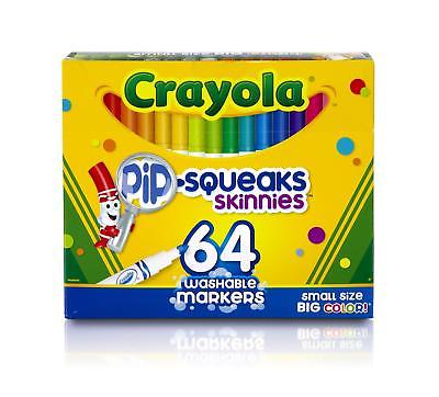 Crayola Pip-Squeaks Skinnies Washable Markers, 64 count, Great for Home or