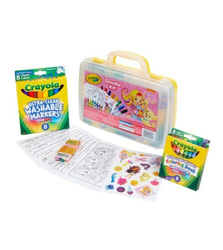 Brand New Sunny Day Crayola Art Doodle Kit  Paper, Markers & Crayons Carry Case