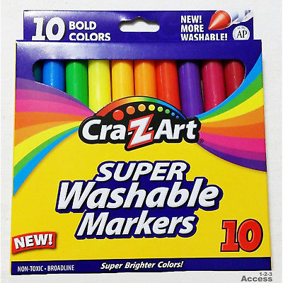 8 PK of 10 CraZart Super Washable Markers Bold Colors Markers Non-Tooxic 80CT