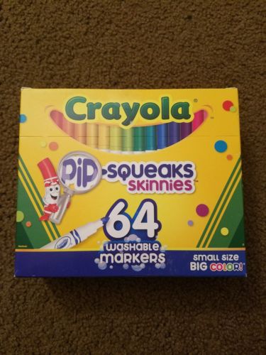 Crayola Pip-Squeaks Skinnies Washable Markers, 64 Colors, 64/Set New