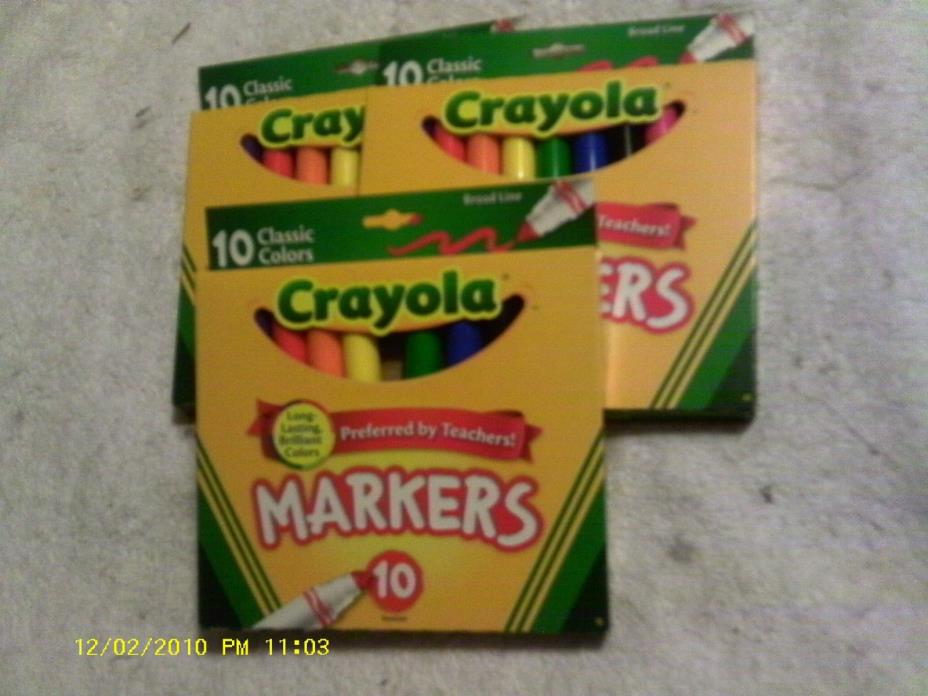 10 Pack of Crayola Markers THREE SET BUNDLE