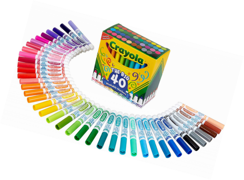Crayola Ultra-Clean Washable Broad Line Markers, 40 Classic Colors Non-Toxic Art