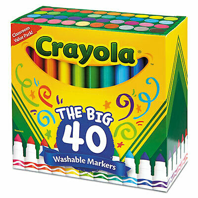 Washable Markers, Broad Bullet Tip, Assorted Colors, 40/Set 587858  - 1 Each