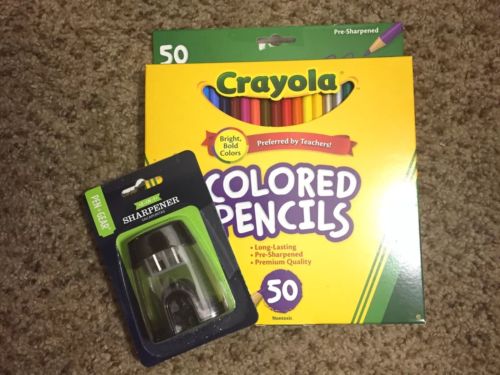 50 Pack Crayola Colored Pencils And Pencil Sharpner New PLUS Adult Coloring Book