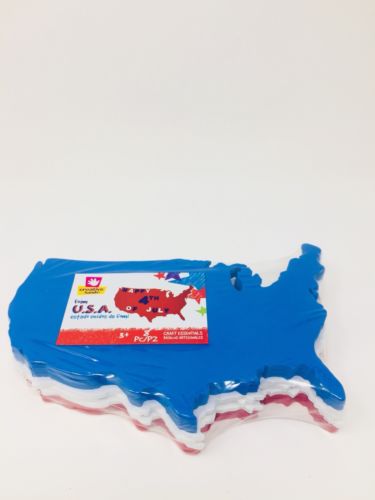 Foam Craft Cutout USA Teachers Aid Kids Project Aid 8 Count Red White Blue