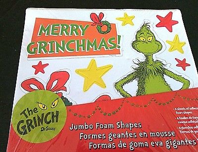 Merry Grinchmas Jumbo Kids Foam Shapes Dr Seuss Crafts Christmas Kit Home Art