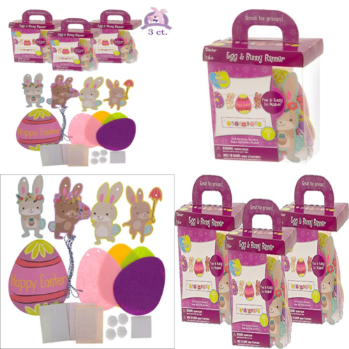 Easter Crafts For Kids Egg & Bunny Banner 3 Kits Paper Felt Foam 48 Inches