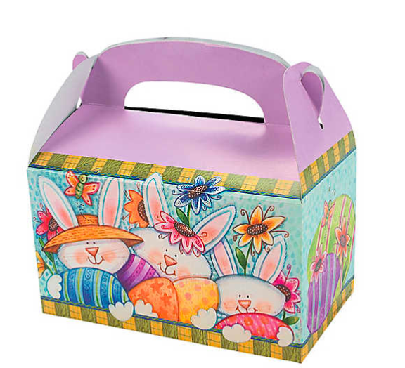 Easter Bunny Treat boxes: Each design features rabbits, carrots and Easter eggs