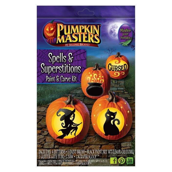 NEW Pumpkin Master Spells and Superstitions Paint & Carve Kit 2 Pack