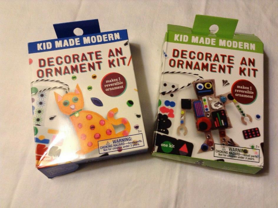 Kid Made Modern Decorate An Ornament 1 Cat Kit and 1 Robot Kit