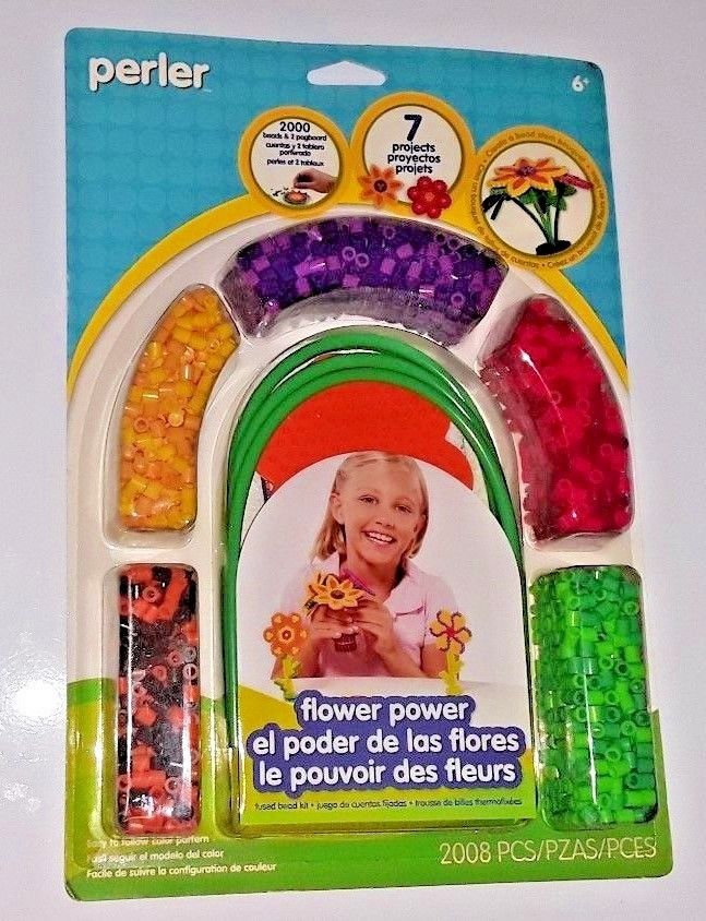 new 2008 piece flower power bead set - prl55982 perler beadspc blister 6+