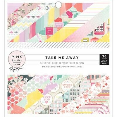 Pink Paislee Single-Sided Paper Pad 15cm x 15cm 36/Pkg-Take Me Away. Brand New