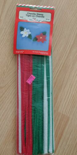 65 piece Christmas 6 mm Pipe Cleaners Chenille Stems - Red Green White