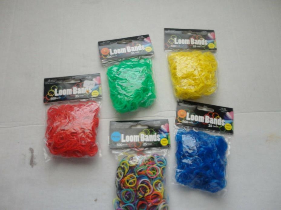 2500 PC 125 CLIPS 5 COLORS PACK LOOM Bands 500+24 CLIPS PER PACK LATEX FREE