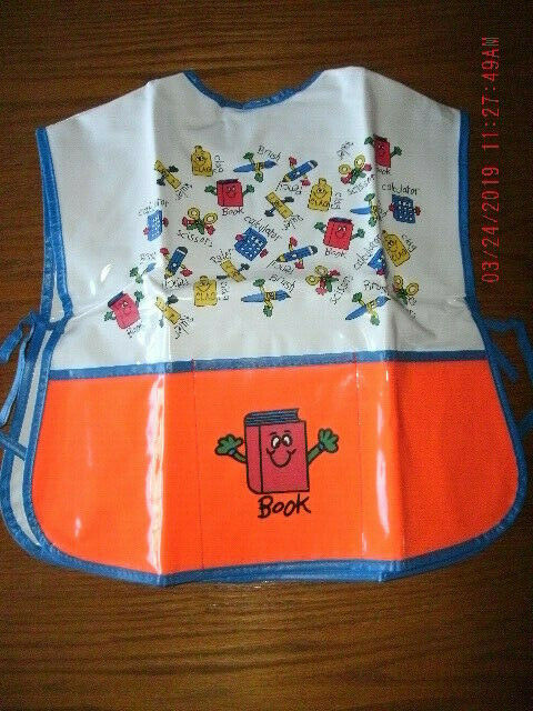 NWOT Child Size Art Smock vinyl craft apron w/ pockets, sleeveless