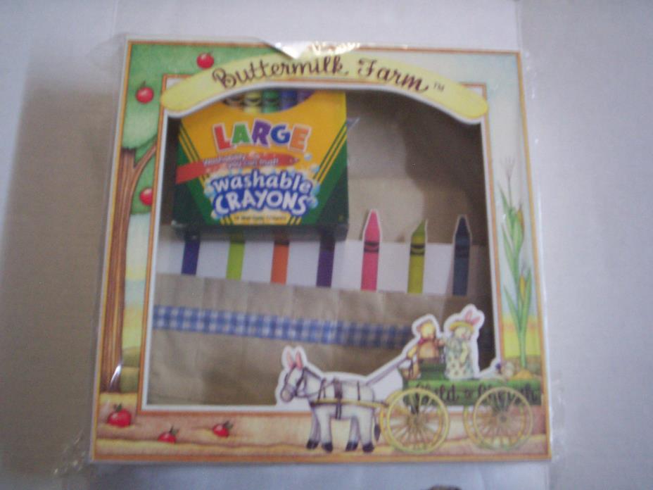 Child to Cherish Crayon Apron with Washable Crayons, Tan, Brand New in Gift Box