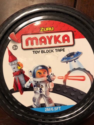 Black  Zuru Mayka Toy Block Tape 2M/6.5ft 4 Stud  Lego compatible NIP