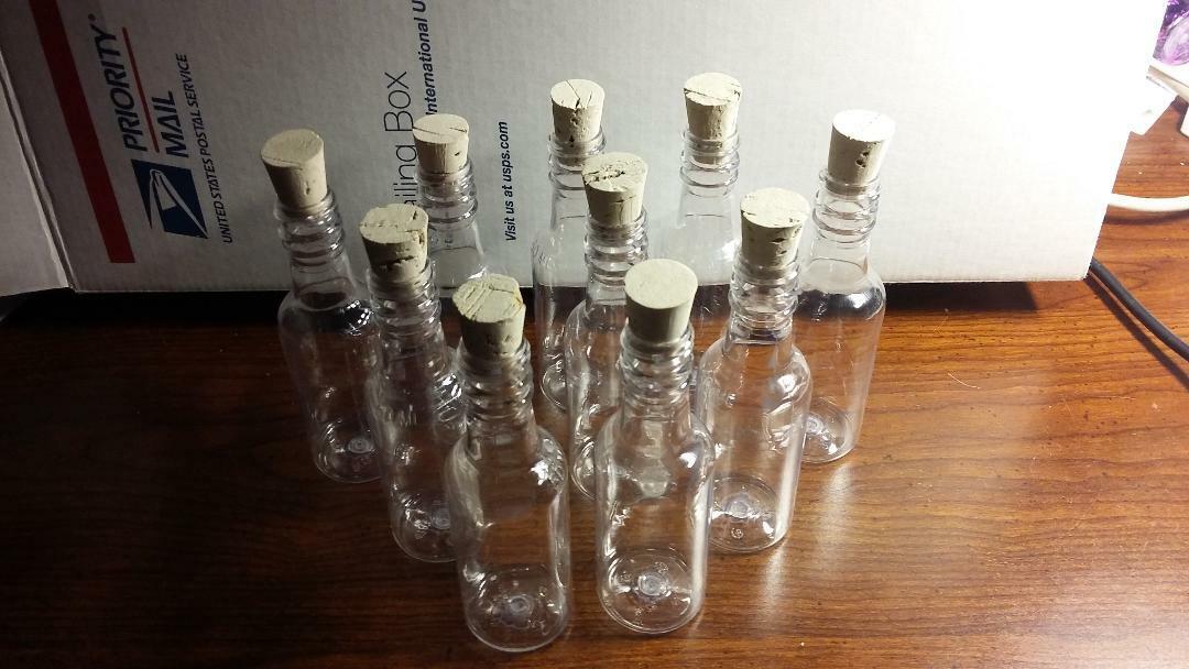 NEW* 100 SAND ART PLASTIC ROUND 2 oz. CLEAR BOTTLES with corks-free shipping