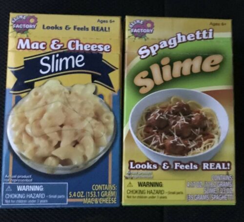 Lot 2 New Slime Factory 1 Mac & Cheese Slime Play Food 1 Spaghetti Meatballs