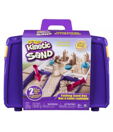 Kinetic Sand Folding Sand Box 3 lbs Sand & Toy Molds Sensory Art Toys R Us (aa)