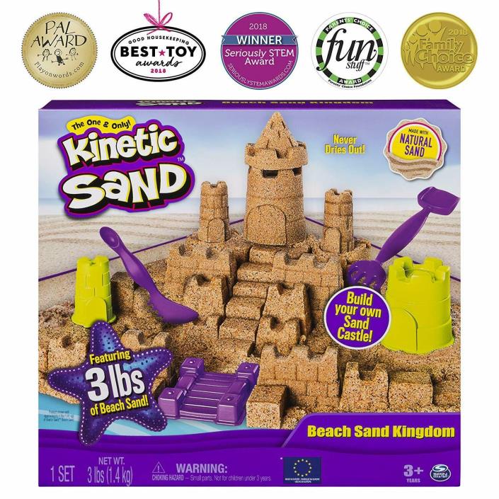 Kinetic Sand Beach Sand Kingdom Playset with 3lbs of Beach Sand (ages 3+)