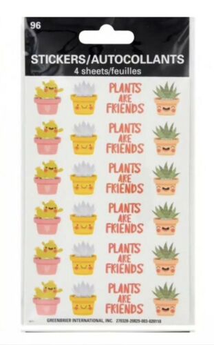 New Happy Plants Are Friends Sticker Sheets, 96-ct. Packs,  Cactus Cacti