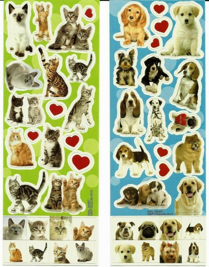 Cute Puppies, Kittens & Hearts Stickers, 50 decals,small 1.5cm-3.5cm / 0.5