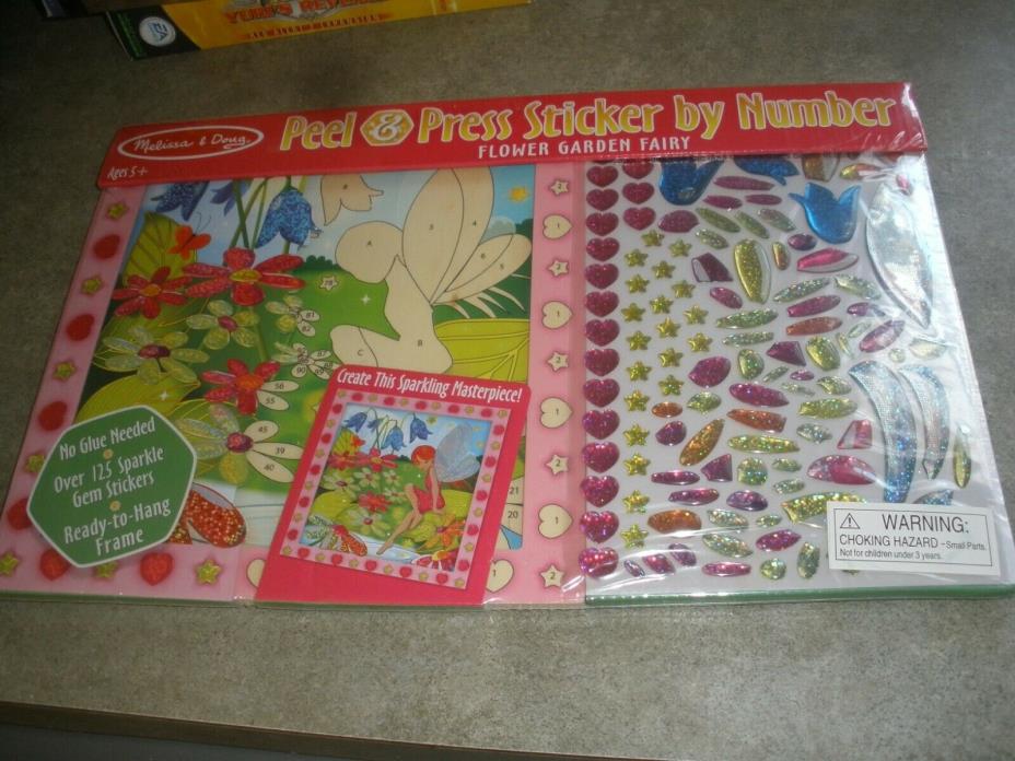 NEW SEALED MELISSA AND DOUG PEEL AND PRESS STICKER BY NUMBERS FLOWER GARDEN FAIR