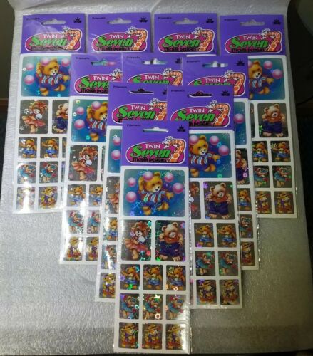 Lot of 10 Sets of Twin Seven Sticker Designs Teddy Bears 120 Total