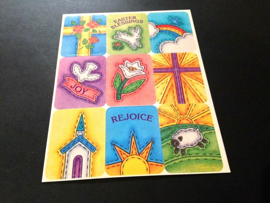 SH :  Religious Easter Stickers-Joy, Rejoice, Easter Blessings, Crosses, Rainbow