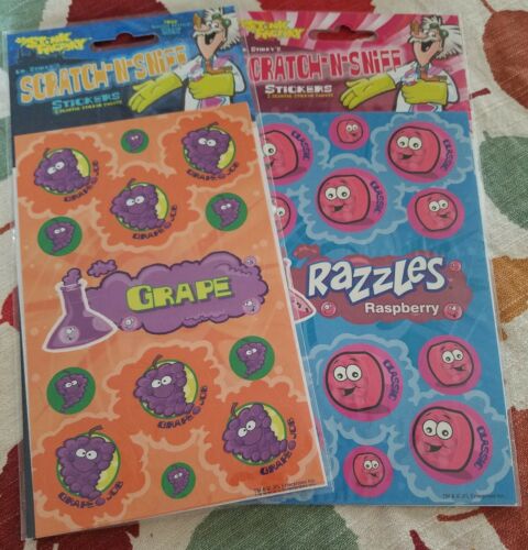 Two Packages Stink Factory Scratch N Sniff Stickers Grape & Razzles Raspberry