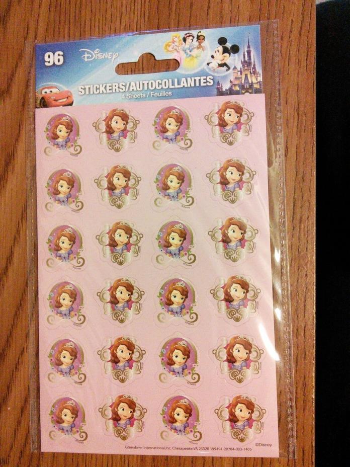 NEW Disney Sofia the First Stickers package of 4 sheets