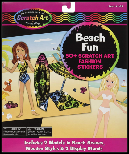 Melissa & Doug Scratch Art Scratchin' Fashion Sticker Scenes Beach Kit 50+ Stick